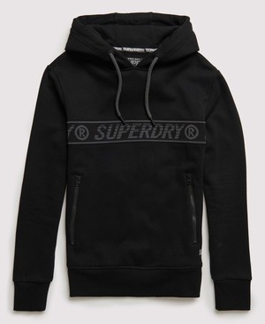 Superdry Universal Tape Férfi Kapucnis Pulóver Fekete | ZEXRH3284